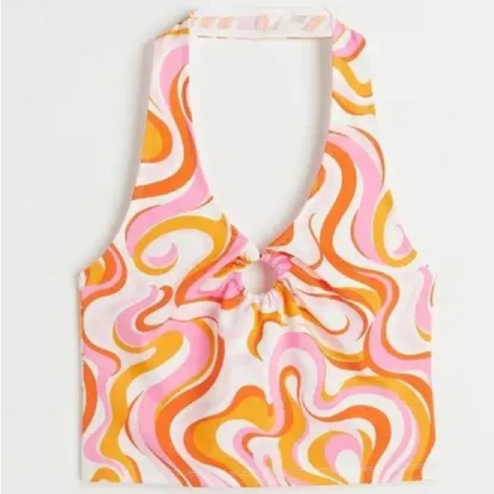 Divided H&M Pink and Orange Swirl Tank Top